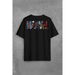 Kendim Seçtim Marvel Spiderman Hulk Deadpool Iron Man Sırt Ön Baskılı Oversize Tişört T-Shirt - XXL - Siyah