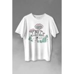 Kendim Seçtim Mashroom Forrest Mantar Orman Outdoor Retro Baskılı Tişört T-Shirt Beyaz - 63A-Beyaz