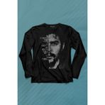 Kendim Seçtim Metal Poster Ernosto Che Guevara Hafl Face Yarım Yüz Uzun Kollu Tişört Baskılı T-Shirt - 001-Siyah - XS