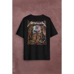 Kendim Seçtim Metallica Music Poster Rock Metal Sırt Ön Baskılı Oversize Tişört T-Shirt - Siyah - XL