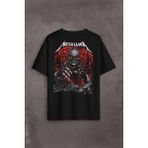 Kendim Seçtim Metallica Rock Music Metal Skull Kuru Kafa James Lars Kırk Robert Sırt Ön Baskılı Oversize Tişört T-Shirt - Siyah - 2XL
