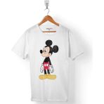 Kendim Seçtim Mickey Mouse Miki Logo Beyaz Erkek Tişört