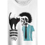 Kendim Seçtim Mohikan Iskelet Adam Kara Kedi Nostalji Telefon Zili Baskılı Tişört T-Shirt Beyaz - 63A-Beyaz