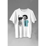 Kendim Seçtim Mohikan Iskelet Adam Kara Kedi Nostalji Telefon Zili Baskılı Tişört T-Shirt Beyaz - XS - 63A-Beyaz