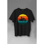 Kendim Seçtim Motorcycle Vintage Woman Silhouette Retro Baskılı Tişört T-Shirt - XL - Siyah