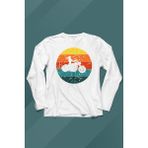 Kendim Seçtim Motorcycle Vintage Woman Silhouette Retro Uzun Kollu Tişört - 001-Beyaz - XS