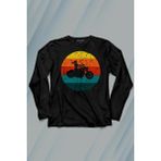 Kendim Seçtim Motorcycle Vintage Woman Silhouette Retro Uzun Kollu Tişört Baskılı T-Shirt - 001-Siyah - 2XL