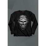 Kendim Seçtim Müzik Dinleyen Bereli Kuru Kafa Kulaklık Bere Skull Listen Musicuzun Kollu Tişört Baskılı T-Shirt - 001-Siyah - 2XL