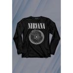 Kendim Seçtim Nirvana Bleach Albüms Rock Musiccircle Plak Uzun Kollu Tişört Baskılı T-Shirt - 001-Siyah