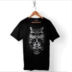 Kendim Seçtim Owl Baykuş Üzgün Kız Güçlü Kadın Baskılı Tişört Unisex T-Shirt - Siyah - 2XL