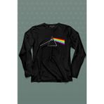 Kendim Seçtim Pink Floyd Prizma Kırılan Işık Tayfı Gök Kuşağı Renkleri Uzun Kollu Tişört Baskılı T-Shirt - 001-Siyah - XL
