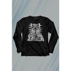 Kendim Seçtim Ride To Wild Wolf And Motorcycle Kurt ve Motor Outdoor Uzun Kollu Tişört Baskılı T-Shirt - 001-Siyah - XL