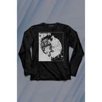Kendim Seçtim Siyah Beyaz Ying Yang Iyilik Kötülük Asil Kurt Bozkurt Uzun Kollu Tişört Baskılı T-Shirt - 001-Siyah - XL