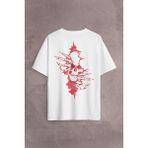 Kendim Seçtim Skull In The Wall Kurukafa Sokak Rock Metallica Sırt Ön Baskılı Oversize Tişört Unisex T-Shirt - Beyaz - XL