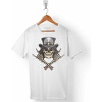 Kendim Seçtim Skull Korsan Kuru Kafa Rock Zafer Işareti Metallıca Beyaz Erkek T-shirt