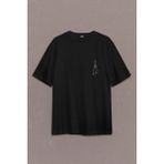 Kendim Seçtim Sol Anahtarı Elektro Gitar Müzik Nota Metallica Sırt Ön Baskılı Oversize Tişört T-Shirt - Siyah