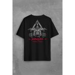 Kendim Seçtim Spartan Extreme Fitness Halter Gym Bodybuilding Sırt Ön Baskılı Oversize Tişört T-Shirt - Siyah - XL