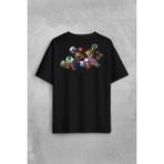 Kendim Seçtim Super Mario Party Star Rush Sırt Ön Baskılı Oversize Tişört T-Shirt - Siyah - XL