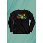 Kendim Seçtim Super Mario Seres Uzun Kollu Tişört Baskılı T-Shirt - 001-Siyah - XL