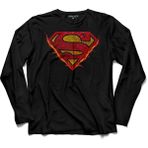 Kendim Seçtim Superman Flame Alev Logo Super Man Uzun Kollu Tişört - 001-Siyah - 2XL