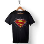 Kendim Seçtim Superman Super Man Logo 3 Boyutlu Baskılı Tişört Unisex T-Shirt - Siyah - XS