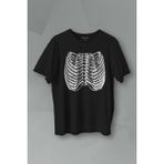 Kendim Seçtim T-Shirt Ripcage Skeleton Iskelet Chest X-Ray Halloween Siyah Baskılı Tişört - XL