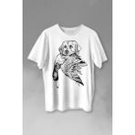 Kendim Seçtim T01S3773 Dog Duck Av Köpeği ve Ördek Köpek Hunting Baskılı Beyaz Unisex T-shirt