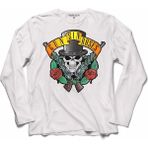 Kendim Seçtim T04S2255 Guns N And Roses Gun Gül ve Kan Silah Tabanca 2 Uzun Kollu Beyaz Erkek T-shirt