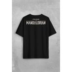 Kendim Seçtim The Mandalorian Bebek Yoda Cep Tasarımı Star Wars Sırt Ön Baskılı Oversize Tişört T-Shirt - Siyah - XL