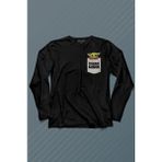 Kendim Seçtim The Mandalorian Bebek Yoda Cep Tasarımı Uzun Kollu Tişört Baskılı T-Shirt - 001-Siyah - XS