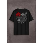 Kendim Seçtim Uçan Kartal Asi Taraftar Beşiktaş Sırt Ön Baskılı Oversize Tişört T-Shirt - Siyah - XL