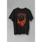 Kendim Seçtim Unisex T-Shirt Basketbol Spor Basketball Chicago Yazı Siyah Baskılı Tişört - XL