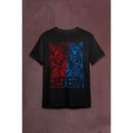Kendim Seçtim Vahşi Kaplan Kafası Bordo Mavi Trabzon Tiger Baskılı Tişört T-Shirt - XS - Siyah