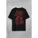 Kendim Seçtim Viking Fenrir Wolf Vikings Kurt Kafa Street Urban Sırt Ön Baskılı Oversize Tişört T-Shirt - Siyah - 2XL