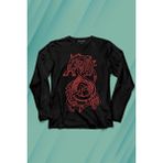 Kendim Seçtim Viking Fenrır Wolf Vikings Kurt Kafa Street Urban Uzun Kollu Tişört Baskılı T-Shirt - 001-Siyah - XL