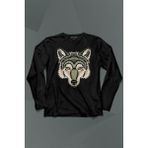 Kendim Seçtim Wolf Head Kurt Silüeti Kafa Bozkurt Uzun Kollu Tişört Baskılı T-Shirt - 001-Siyah - 2XL