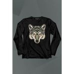 Kendim Seçtim Wolf Head Kurt Silüeti Kafa Bozkurt Uzun Kollu Tişört Baskılı T-Shirt - 001-Siyah - XS