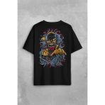 Kendim Seçtim Zombie Halloween Skull Darkness Vampir Sırt Ön Baskılı Oversize Tişört T-Shirt - Siyah - XL