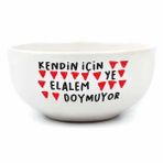 Kendin İçin Ye Elalem Doymuyor Krem Seramik Kase - Hediye Seramik Kase