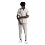 Kendinden Çizgili Oversize(Bol Kesim) Kısa Havuç Pantolon Gömlekli Takım GRİ XL