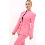 Kendinden Dik Yakalı Ceket-Pembe - 34