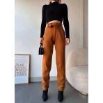 Kendinden Kemerli Triko Pantolon Camel