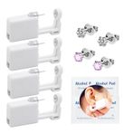 Kendinden Kulak Piercing Seti, 4'lü Paket Tek Kullanımlık Piercing Tabancası Profesyonel Kulak Delme Çözümü, Güvenlik, Hijyen, Evde Kullanımı Kolay (2 Beyaz + 2Pembe)