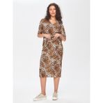 Kendinden Piliseli Leopar Desen Etek 69292 - Camel