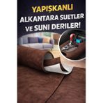 Kendinden Yapışkanlı Alkantara Süet Suni Deri 100 X 150 - Kahverengi Kahverengi