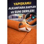 Kendinden Yapışkanlı Alkantara Süet Suni Deri 100 x 150 - Kozmik Turuncu - 150 cm - 100 cm
