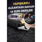 Kendinden Yapışkanlı Alkantara Süet Suni Deri 100 X 150 -siyah Siyah