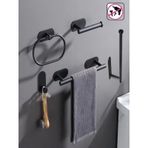 Kendinden Yapışkanlı Banyo Seti 5 Li Mat Siyah Mat Siyah