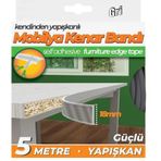 Kendinden Yapışkanlı Masa,Raf,Dolap,Tezgah,Mobilya Kenar Bandı 18mmX5 Metre-Gri