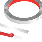 Kendinden yapışkanlı, paslanmaz çelik duvar çıtaları, tavan çıtaları, soyma ve çubuk, paslanmaz çelik, gümüş, 5 m x 1 cm, ayna çerçevesi, şömine, mikrodalga boşluk dolgusu için